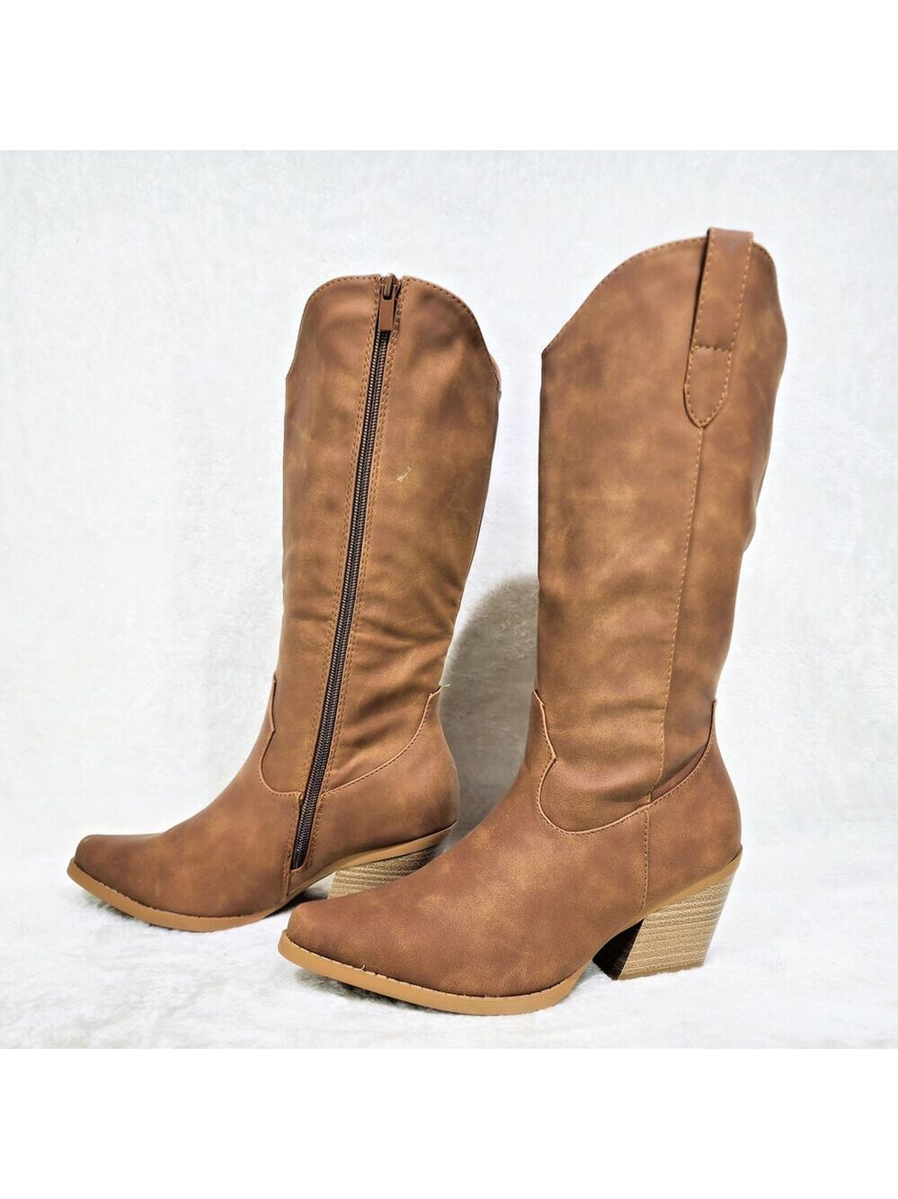 NIB Plain Jane Tan Brown Faux Nubuck Country Western Cowgirl Knee Boots